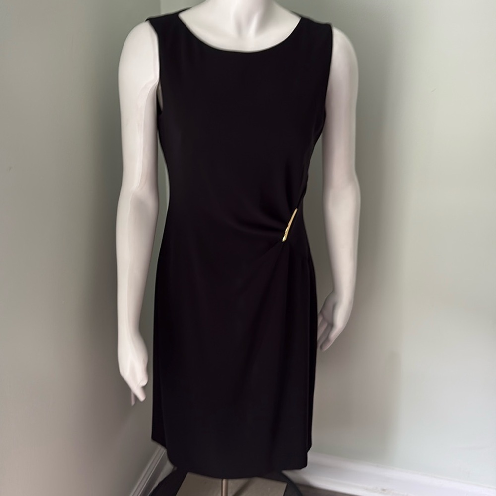 Black Tahari Dress with gold waist detail size 4